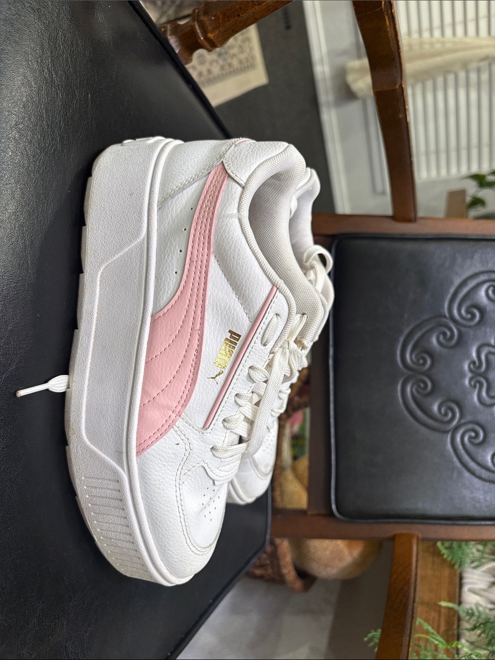 Puma White Sneakers with Pink Formstrip Platform